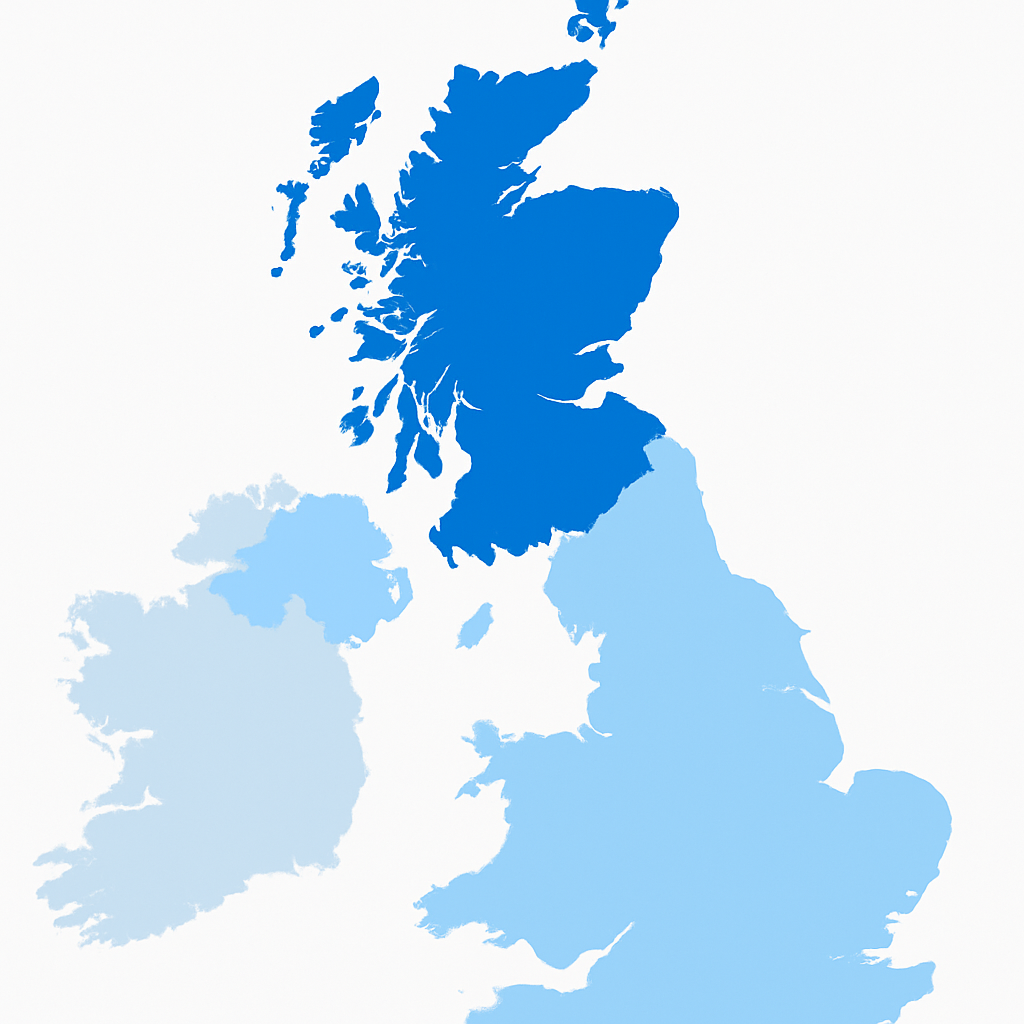 UK Coverage Map - Scotland full coverage, England and Wales expanding